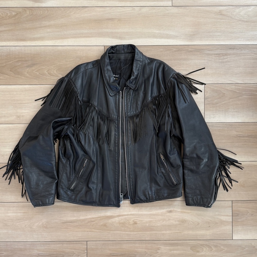 Black Fringe Leather Jacket